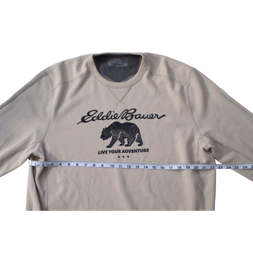 EDDIE BAUER Sweatshirt Men XL Tan Outdoor Thermal Pullover Hiking Biking Walking - Picture 7 of 8